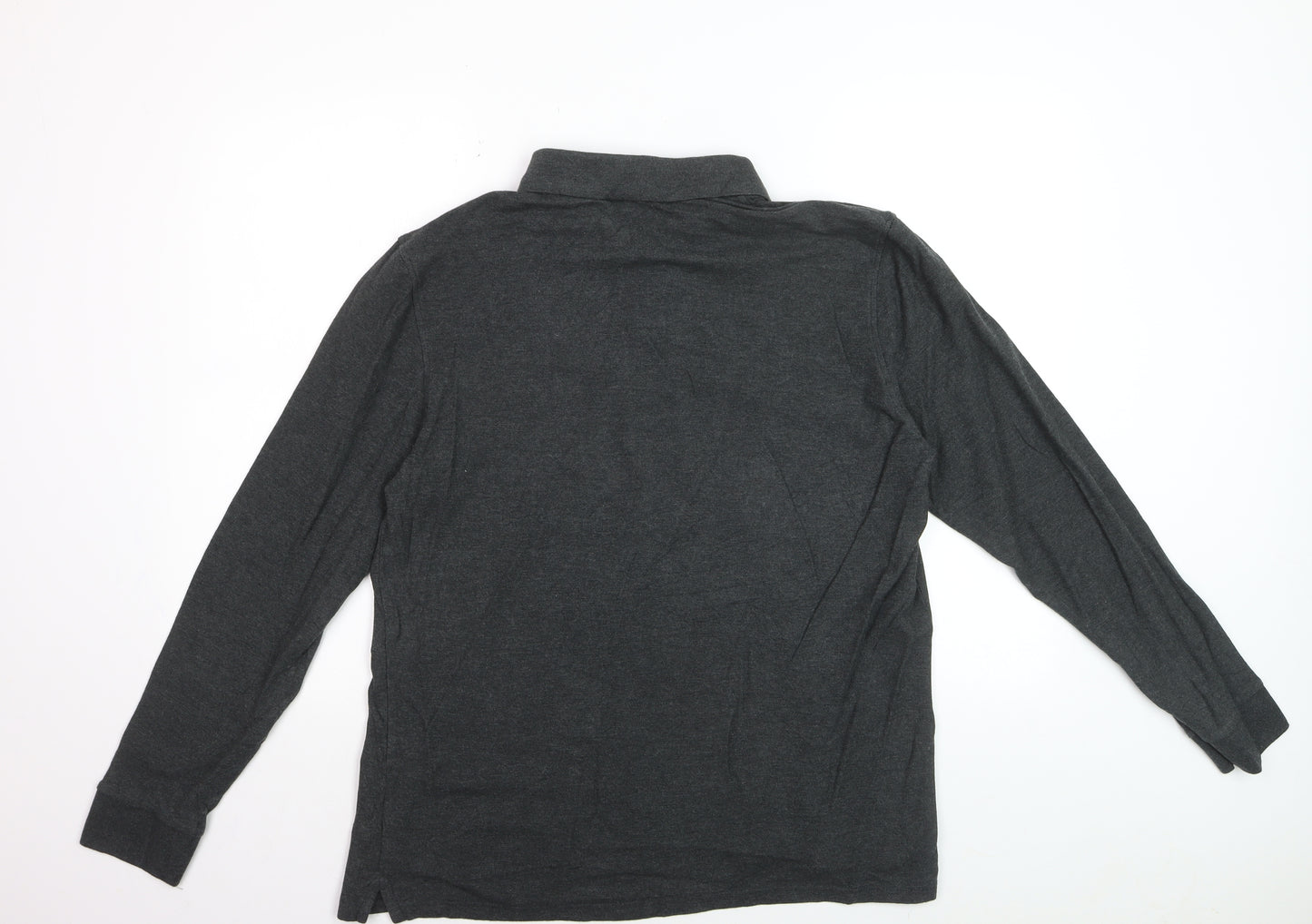 Marks and Spencer Men’s Grey Pure Cotton Long Sleeve Polo Shirt L