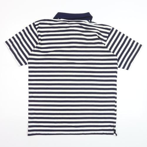Polo Sport Men's Blue Striped Cotton Short Sleeve Polo Shirt M