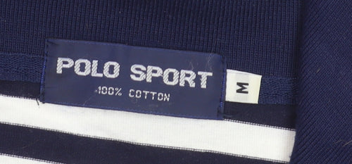 Polo Sport Men's Blue Striped Cotton Short Sleeve Polo Shirt M