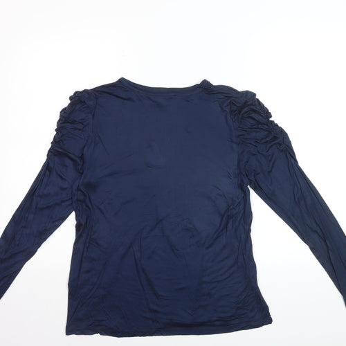 Marks and Spencer Women's Blue Long Sleeve Ruffle Blouse Size 14