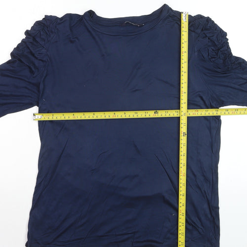 Marks and Spencer Women's Blue Long Sleeve Ruffle Blouse Size 14