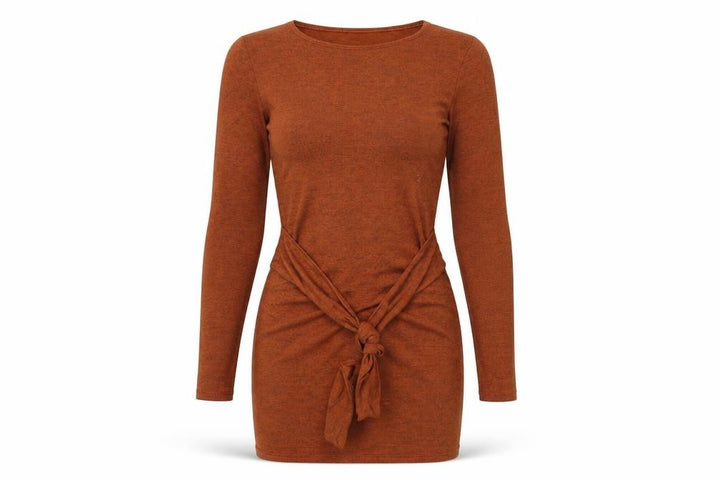 Boohoo Women’s Brown Long Sleeve Bodycon Tie Dress Size 10