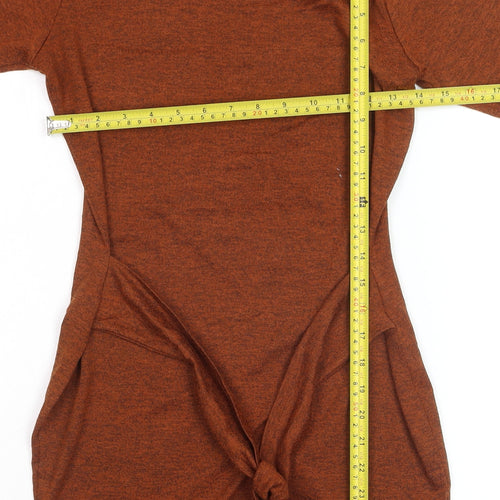 Boohoo Women’s Brown Long Sleeve Bodycon Tie Dress Size 10
