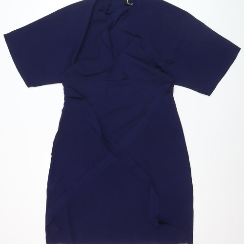 Izabel London Women's Blue Size 8 Wrap Knee Length Dress