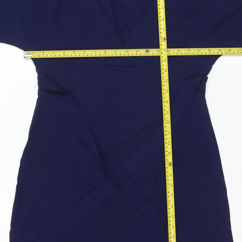 Izabel London Women's Blue Size 8 Wrap Knee Length Dress
