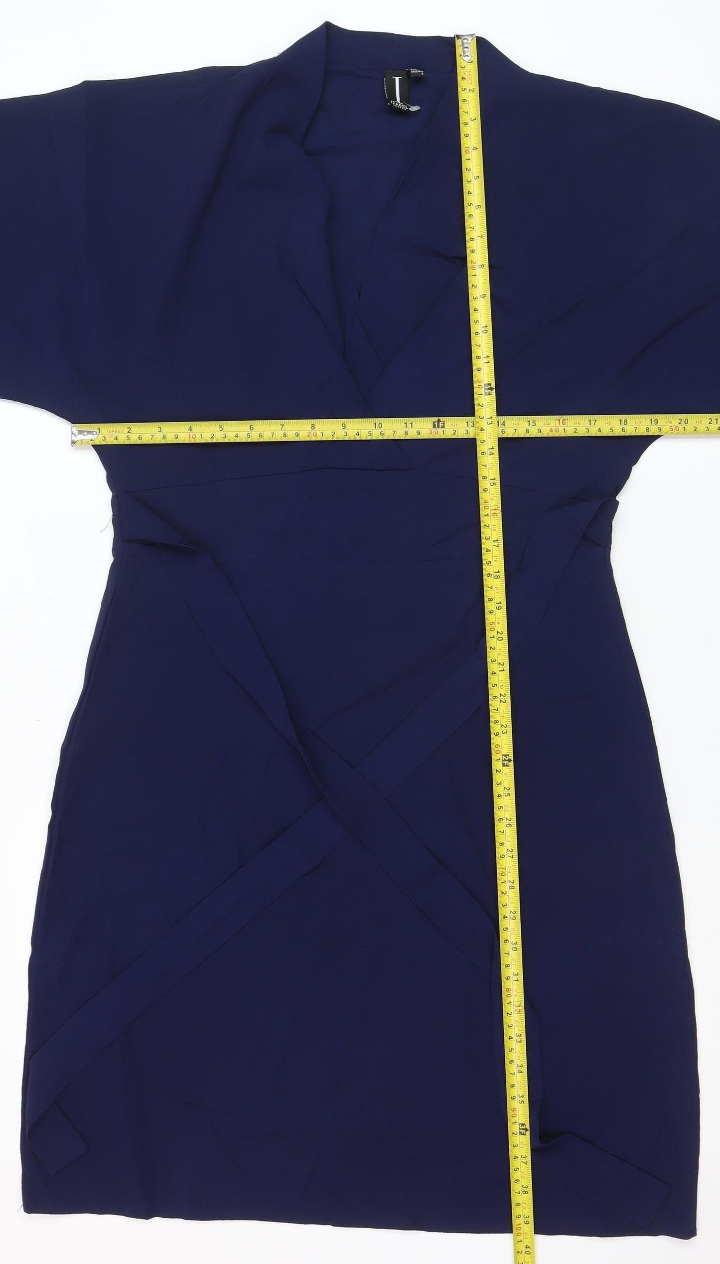 Izabel London Women's Blue Size 8 Wrap Knee Length Dress