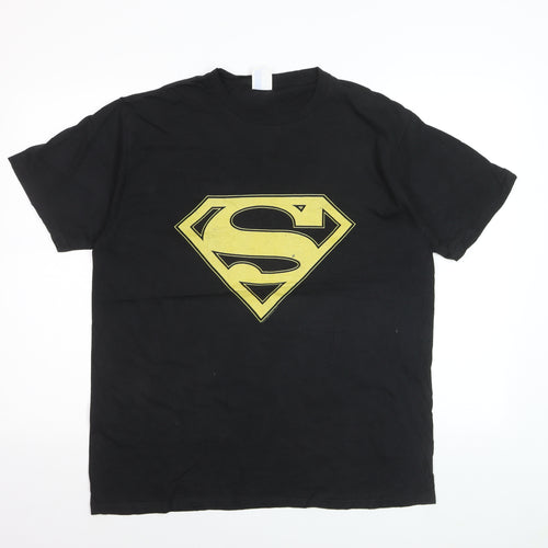 Purt Company Mens Black Superman Logo Graphic Cotton T-Shirt L
