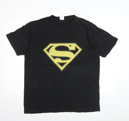 Purt Company Mens Black Superman Logo Graphic Cotton T-Shirt L
