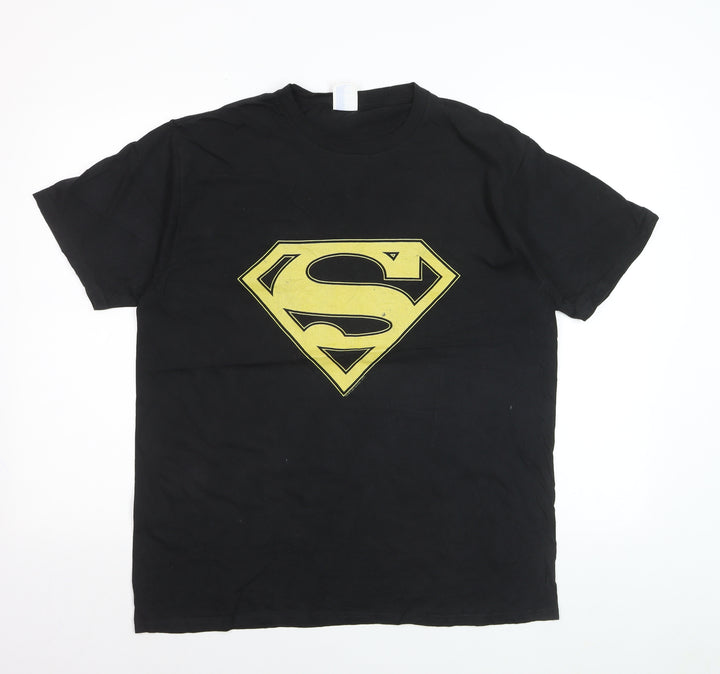 Purt Company Mens Black Superman Logo Graphic Cotton T-Shirt L