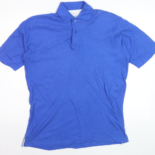 Greenwoods Mens Blue Cotton Short Sleeve Polo Shirt Medium