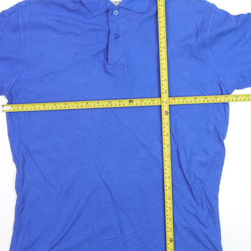 Greenwoods Mens Blue Cotton Short Sleeve Polo Shirt Medium