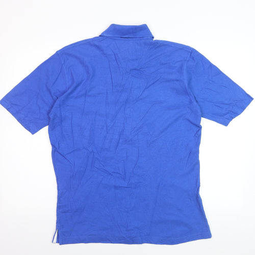 Greenwoods Mens Blue Cotton Short Sleeve Polo Shirt Medium