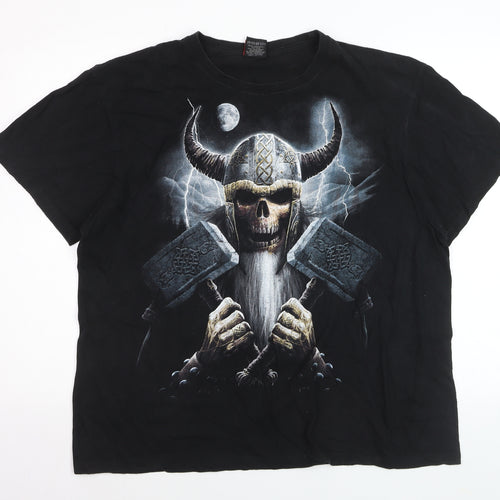 Spiral Men’s Black 2XL Gothic Viking Skull Graphic T-Shirt