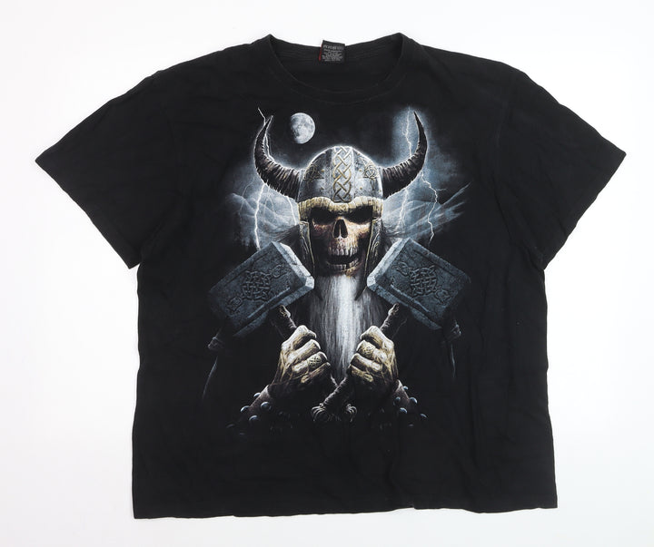Spiral Men’s Black 2XL Gothic Viking Skull Graphic T-Shirt