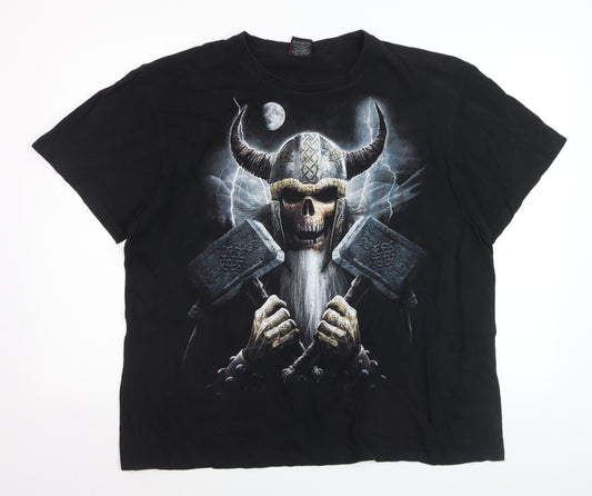 Spiral Men’s Black 2XL Gothic Viking Skull Graphic T-Shirt