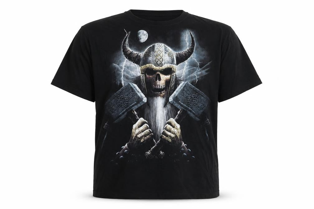 Spiral Men’s Black 2XL Gothic Viking Skull Graphic T-Shirt