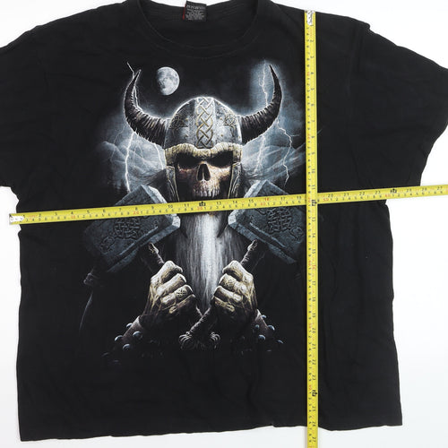 Spiral Men’s Black 2XL Gothic Viking Skull Graphic T-Shirt