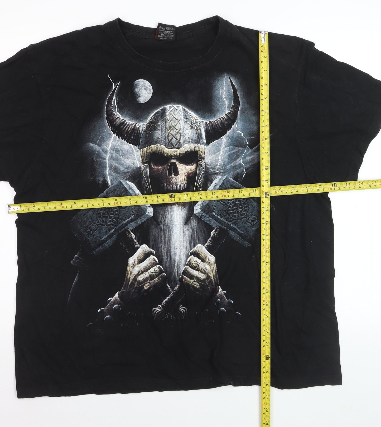 Spiral Men’s Black 2XL Gothic Viking Skull Graphic T-Shirt