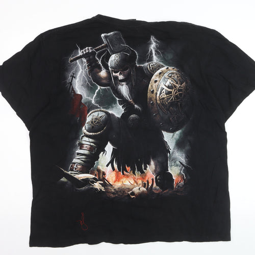 Spiral Men’s Black 2XL Gothic Viking Skull Graphic T-Shirt