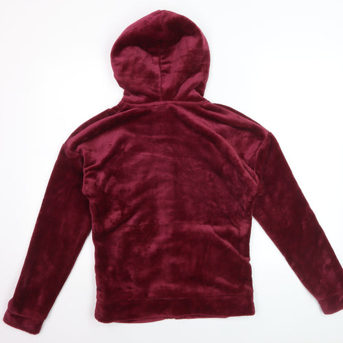 Peanuts Women Burgundy Full Zip Hoodie Small Plush Snoopy S Logo