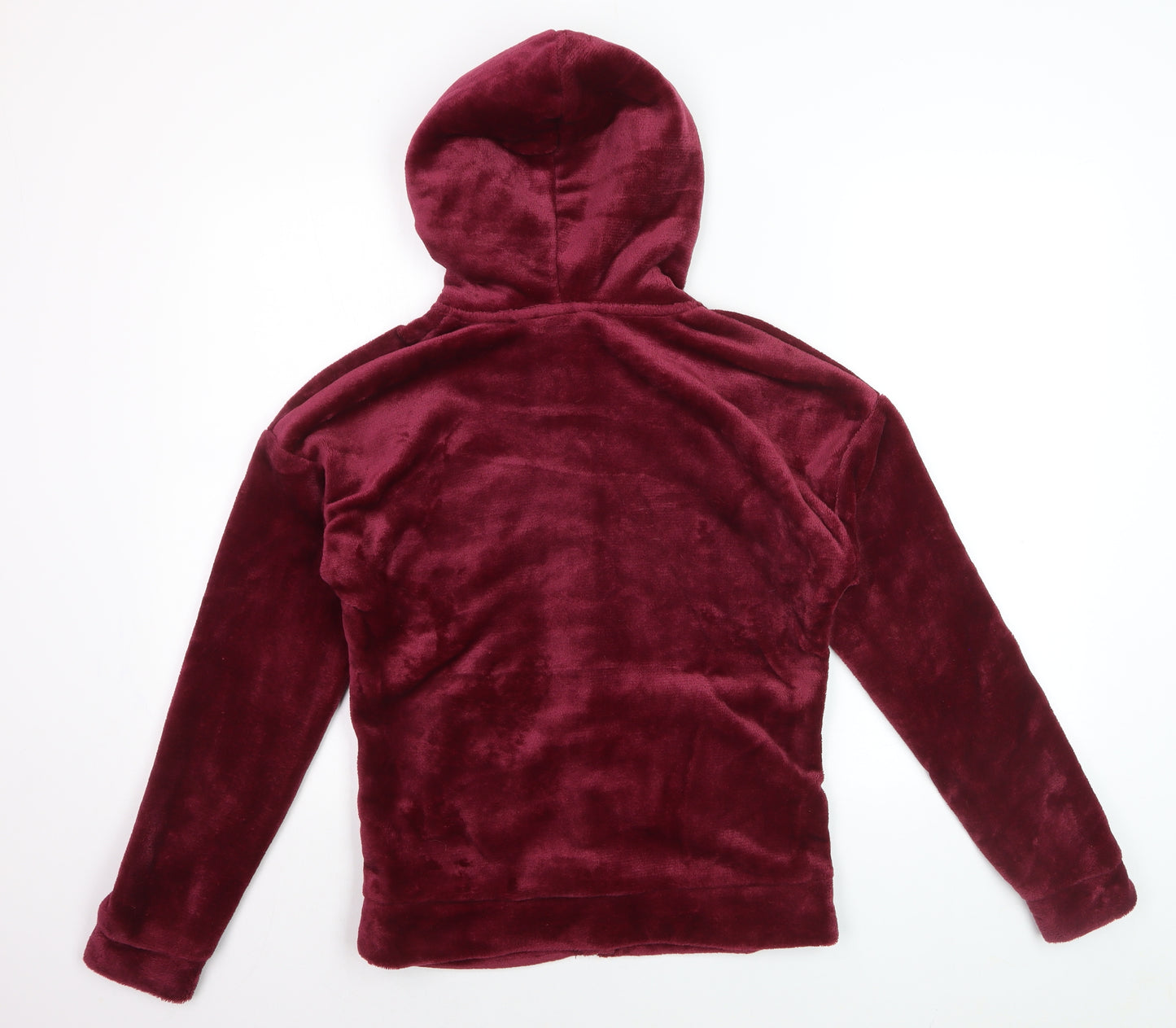 Peanuts Women Burgundy Full Zip Hoodie Small Plush Snoopy S Logo