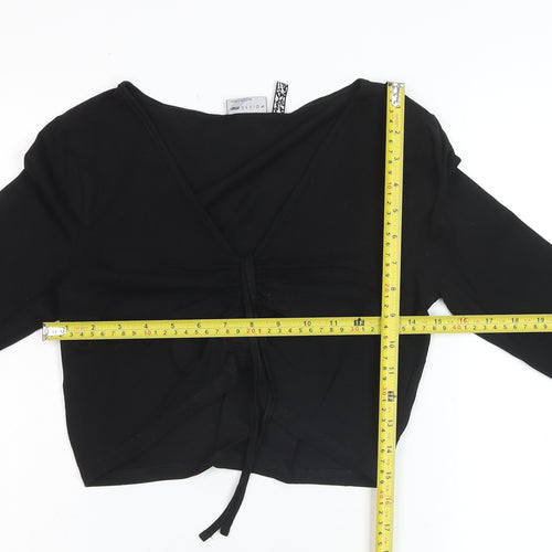 ASOS Design Women’s Black Cropped V-Neck Long Sleeve Top Size 10