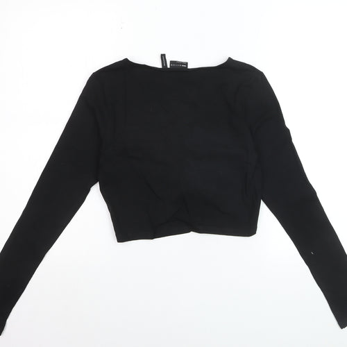 ASOS Design Women’s Black Cropped V-Neck Long Sleeve Top Size 10