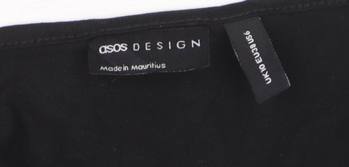 ASOS Design Women’s Black Cropped V-Neck Long Sleeve Top Size 10