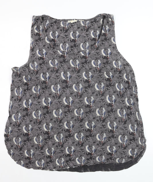 Fat Face Women's Grey Parrot Print Sleeveless Camisole Top UK 18