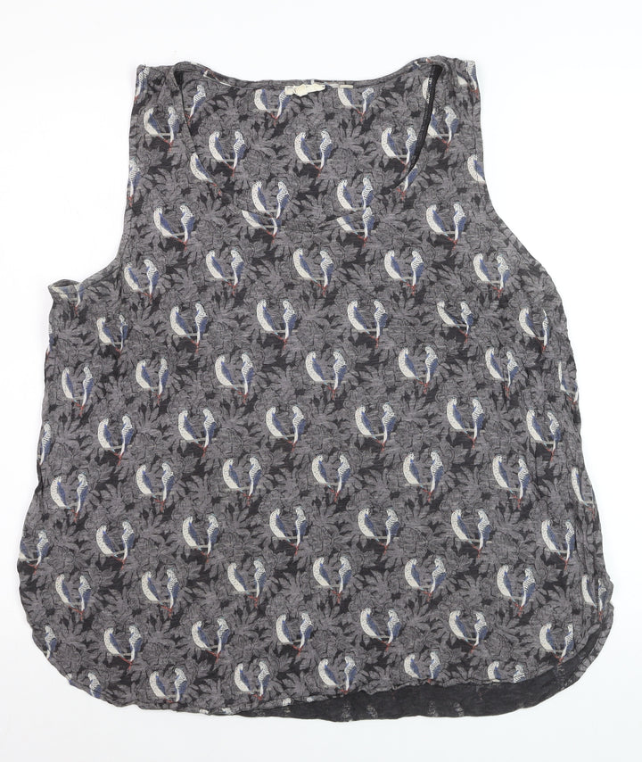 Fat Face Women's Grey Parrot Print Sleeveless Camisole Top UK 18