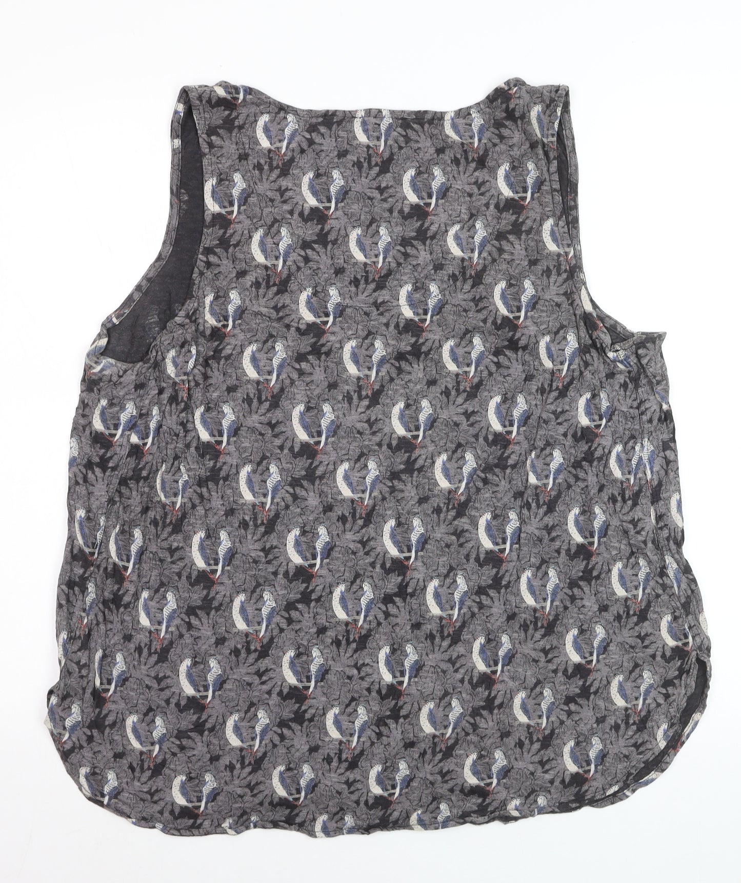 Fat Face Women's Grey Parrot Print Sleeveless Camisole Top UK 18