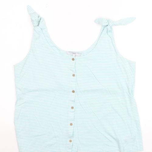Next Women Blue Striped Tank Top Size 16 Cotton Blend Button Front