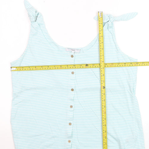 Next Women Blue Striped Tank Top Size 16 Cotton Blend Button Front