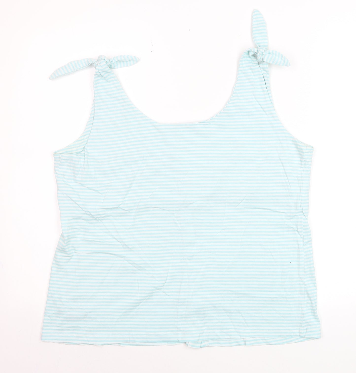 Next Women Blue Striped Tank Top Size 16 Cotton Blend Button Front