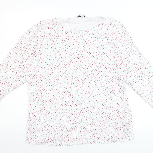Marks and Spencer Womens White Red Polka Dot Cotton 3/4 Sleeve T-Shirt Size 18