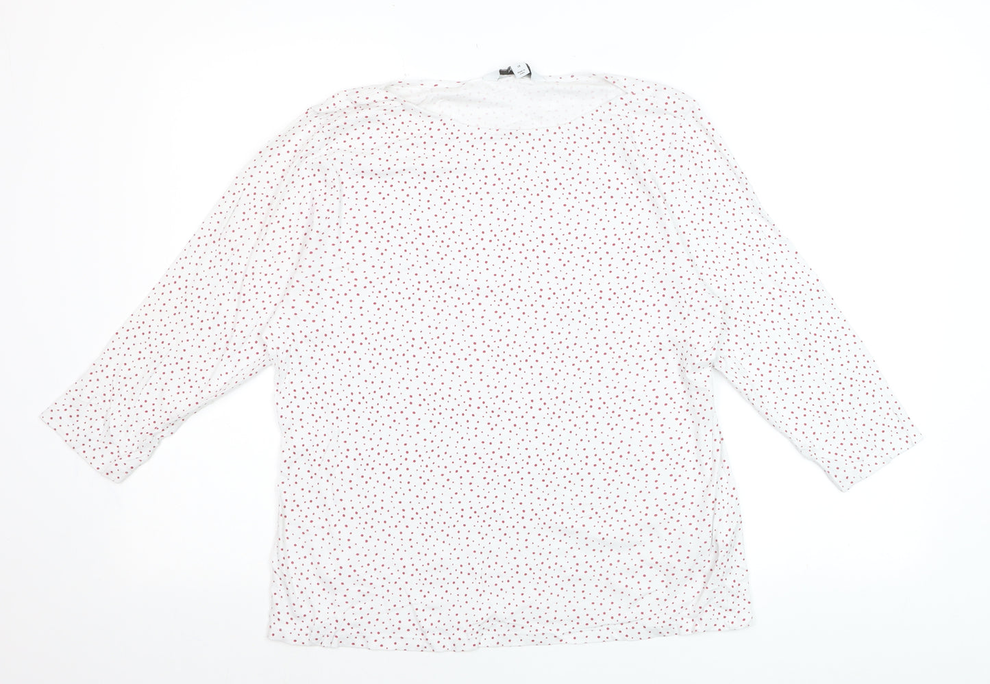 Marks and Spencer Womens White Red Polka Dot Cotton 3/4 Sleeve T-Shirt Size 18
