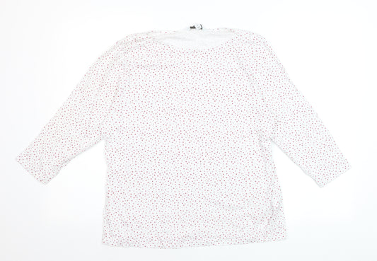 Marks and Spencer Womens White Red Polka Dot Cotton 3/4 Sleeve T-Shirt Size 18