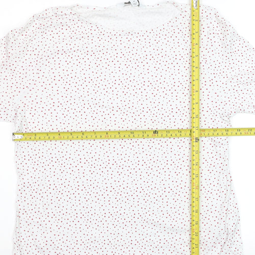 Marks and Spencer Womens White Red Polka Dot Cotton 3/4 Sleeve T-Shirt Size 18