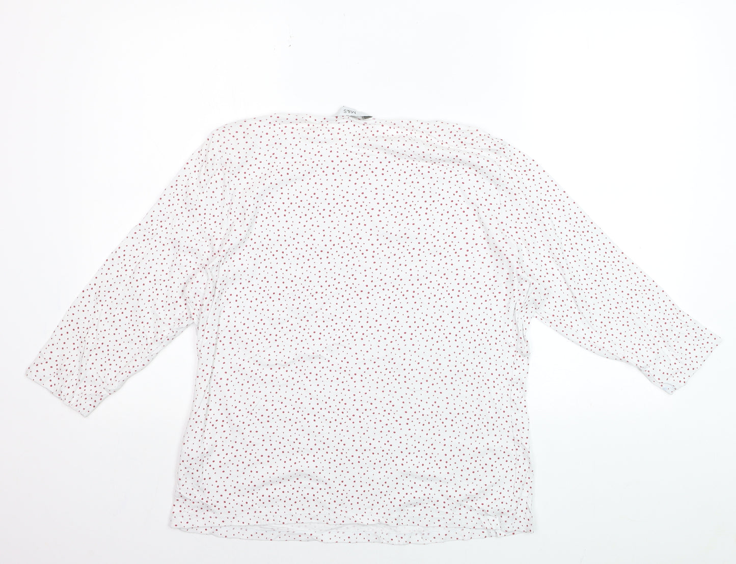 Marks and Spencer Womens White Red Polka Dot Cotton 3/4 Sleeve T-Shirt Size 18