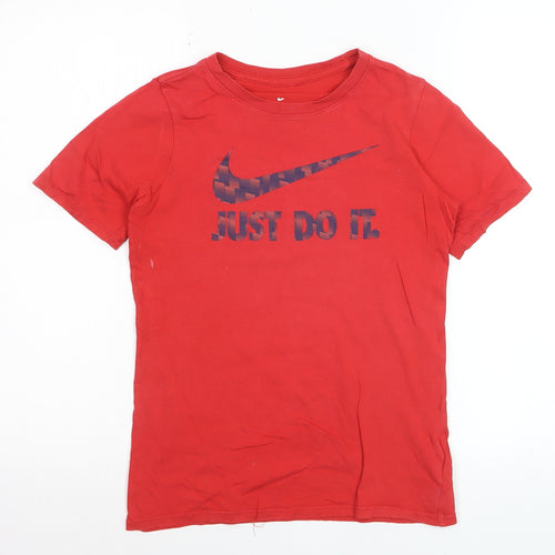 Nike Boys Red Graphic T-Shirt 10-12 Years Sports Casual Cotton Tee