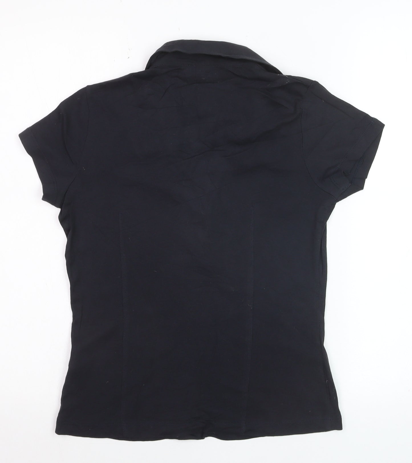 Principles Petite Women's Black Polo Shirt Size 10 Short Sleeve Cotton