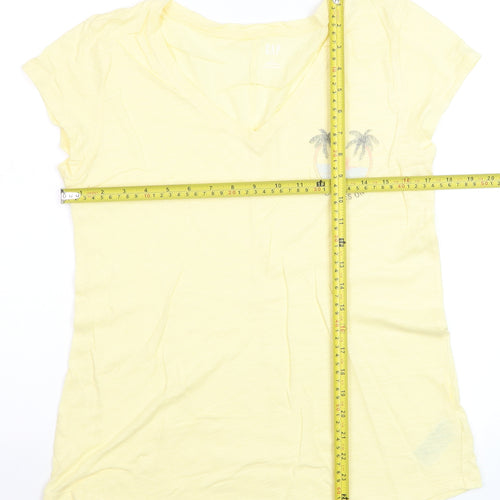 GAP Women’s Yellow V-Neck Short Sleeve Cotton T-Shirt Size M