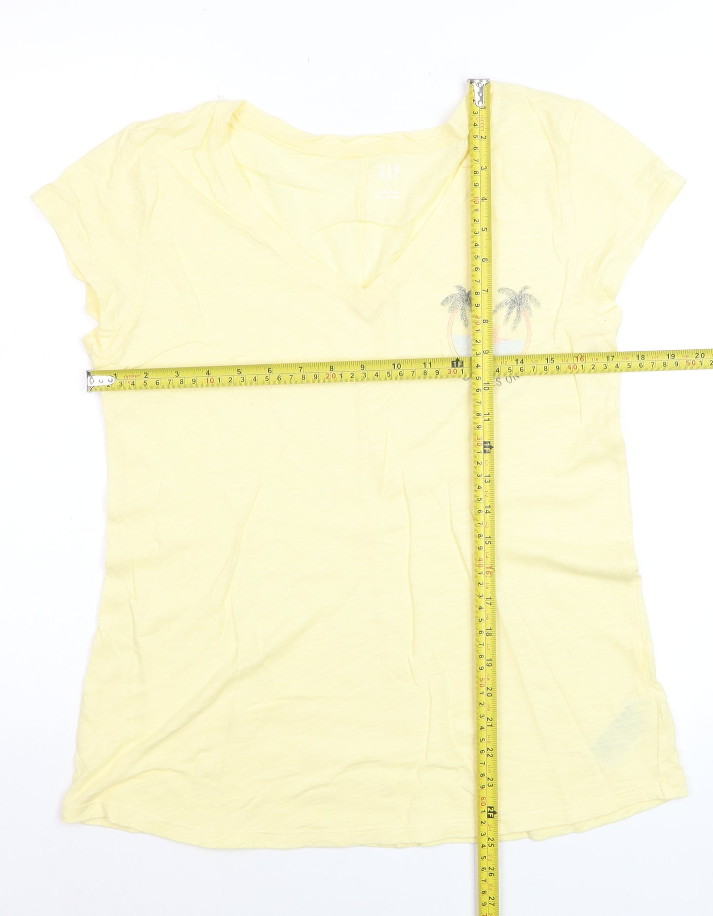 GAP Women’s Yellow V-Neck Short Sleeve Cotton T-Shirt Size M