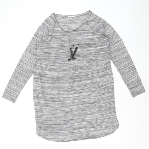 H&M MAMA Women's Grey Striped Long Sleeve Maternity Top Size 12