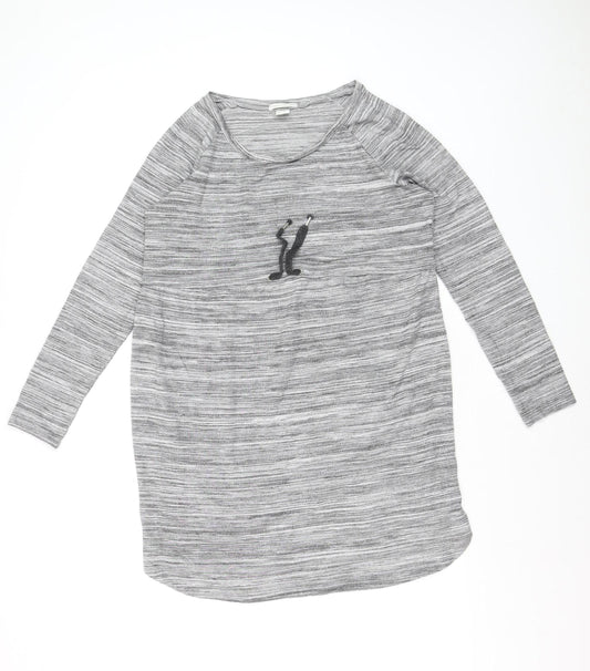 H&M MAMA Women's Grey Striped Long Sleeve Maternity Top Size 12