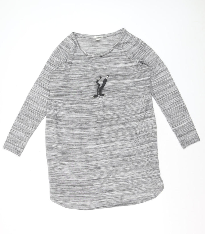 H&M MAMA Women's Grey Striped Long Sleeve Maternity Top Size 12