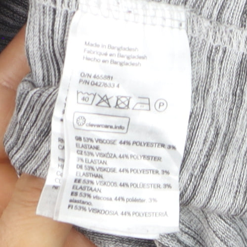 H&M MAMA Women's Grey Striped Long Sleeve Maternity Top Size 12