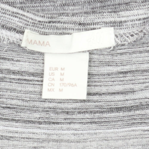 H&M MAMA Women's Grey Striped Long Sleeve Maternity Top Size 12