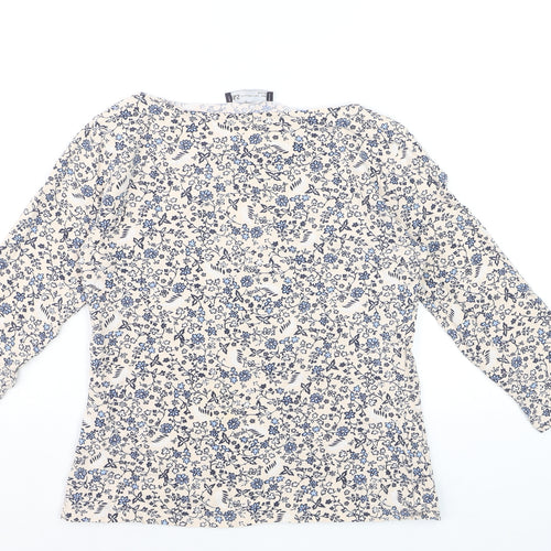 Marks and Spencer Womens Beige Floral 3/4 Sleeve T-Shirt Size 12