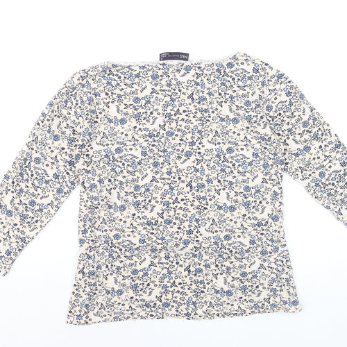 Marks and Spencer Womens Beige Floral 3/4 Sleeve T-Shirt Size 12